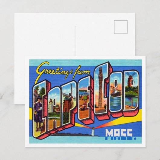 Kaapskabeljauw, Massachusetts Travel Briefkaart (Voorkant / Achterkant)