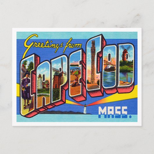Kaapskabeljauw, Massachusetts Travel Briefkaart (Voorkant)