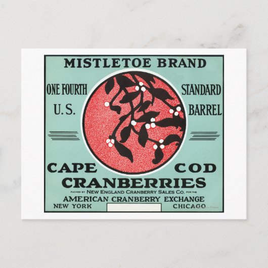 Kaapskabeljauw Mistletoe Brand Cranberry Label Briefkaart (Voorkant)