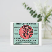 Kaapskabeljauw Mistletoe Brand Cranberry Label Briefkaart (Staand voorkant)