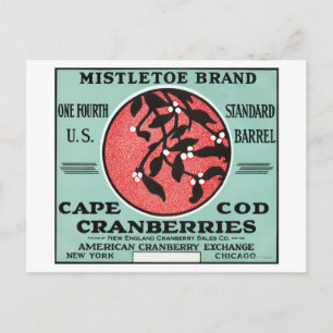 Kaapskabeljauw Mistletoe Brand Cranberry Label Briefkaart
