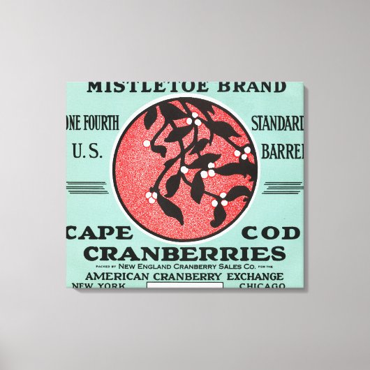 Kaapskabeljauw Mistletoe Brand Cranberry Label Canvas Afdruk (Voorkant)