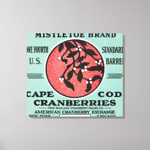 Kaapskabeljauw Mistletoe Brand Cranberry Label Canvas Afdruk