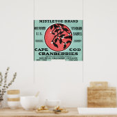 Kaapskabeljauw Mistletoe Brand Cranberry Label Poster (Keuken)