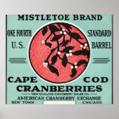 Kaapskabeljauw Mistletoe Brand Cranberry Label Poster (Voorkant)