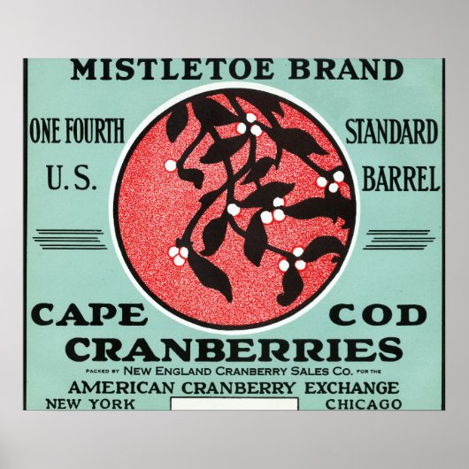 Kaapskabeljauw Mistletoe Brand Cranberry Label Poster (Voorkant)