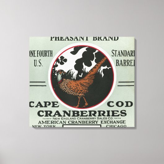 Kaapskabeljauw Pheasant Brand Cranberry Label Canvas Afdruk (Voorkant)