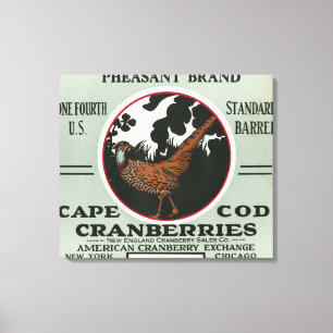 Kaapskabeljauw Pheasant Brand Cranberry Label Canvas Afdruk