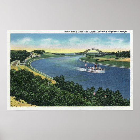 Kaapskabelkanaal Uitzicht van de Sagamore Bridge Poster (Voorkant)