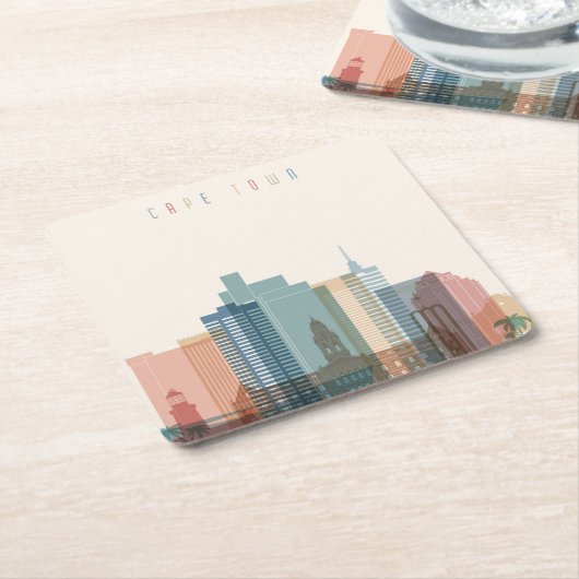 Kaapstad, Afrika | City Skyline Kartonnen Onderzetters (Schuin)