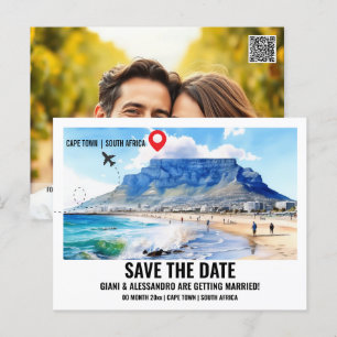 Kaapstad aquarel foto save the date briefkaart