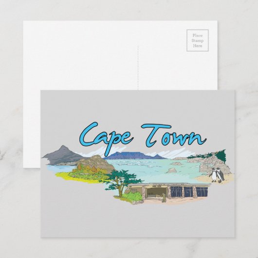 Kaapstad, beroemde stad Zuid-Afrika Briefkaart (Voorkant / Achterkant)