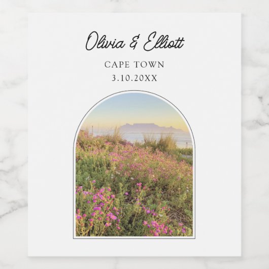 Kaapstad bruiloft gunst gepersonaliseerd wijn etiket (Enkel label)