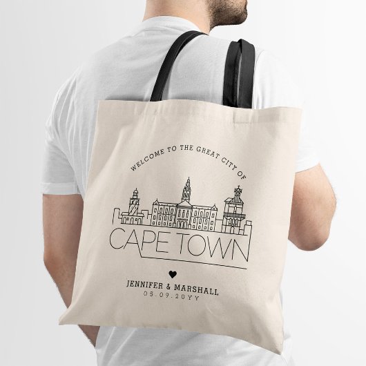 Kaapstad bruiloft | Stijlvolle Skyline Canvas tas
