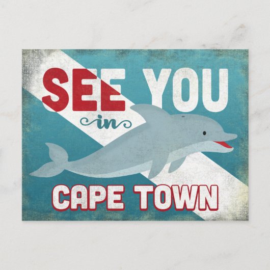Kaapstad Dolphin - Retro Vintage Travel Briefkaart (Voorkant)