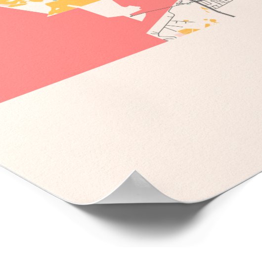 Kaapstad - kaart stad Zuid-Afrika Poster (Hoek)