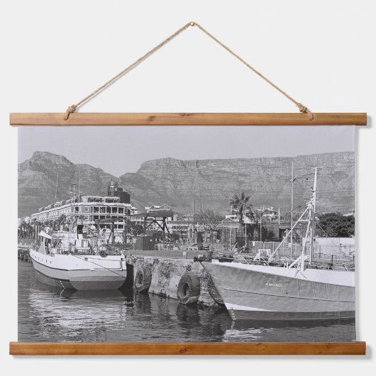 Kaapstad Monochrome V&A Waterfront Hangend Wandkleed (Voorkant)