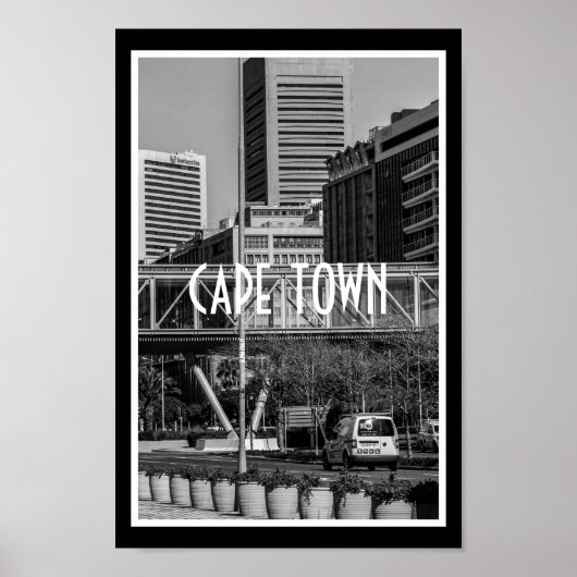 Kaapstad Monochroom Stadslandschap Straat Levensst Poster (Voorkant)