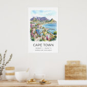 Kaapstad Reisposter - Aquarel Heuvellandschap en Poster (Keuken)