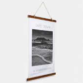 Kaapstad Tafelberg en golfband in de oceaan Hangend Wandkleed (Gebogen)