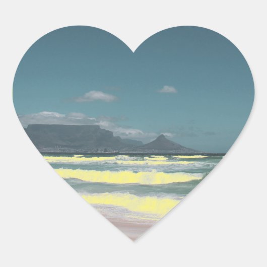 Kaapstad Tafelberg Oceaan Hart Sticker (Voorkant)