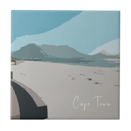 Kaapstad Tafelberg Oceaan Schets Tegeltje (Voorkant)