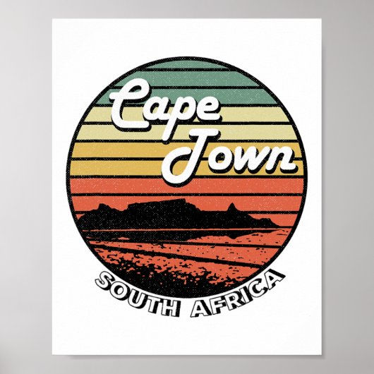 Kaapstad Tafelberg Zuid-Afrika Vintage Poster (Voorkant)