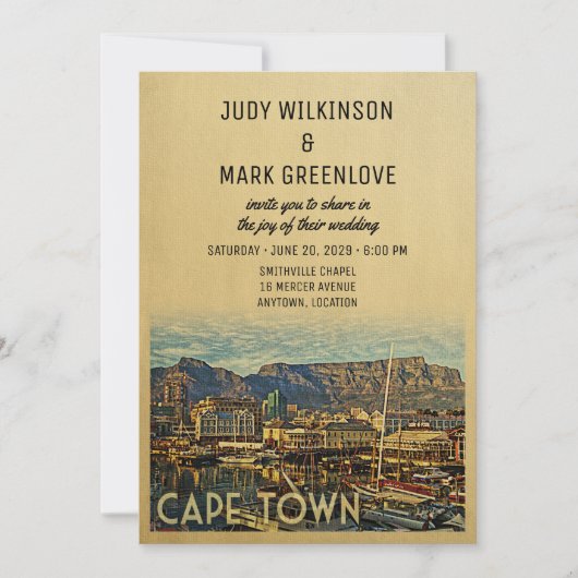 Kaapstad Uitnodiging voor bruiloft Zuid-Afrika (Voorkant)