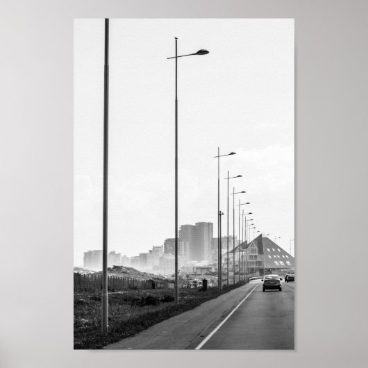 Kaapstad ZA Zuid-Afrika Blouberg Area Monochrome Poster (Voorkant)