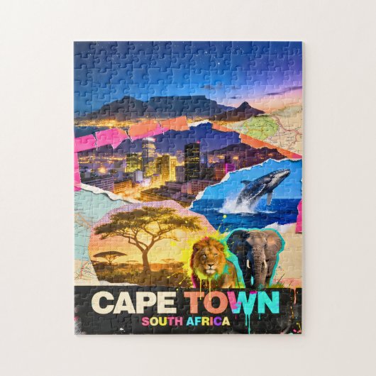 Kaapstad Zuid-Afrika Berg Zee Safari Collage Legpuzzel (Verticaal)