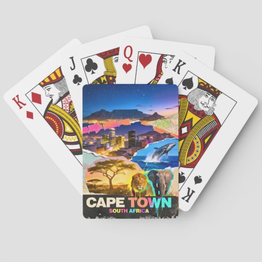 Kaapstad Zuid-Afrika Berg Zee Safari Collage Pokerkaarten (Achterkant)