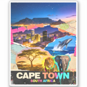 Kaapstad Zuid-Afrika Berg Zee Safari Collage Sticker