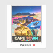 Kaapstad Zuid-Afrika Berg Zee Safari Collage Sticker (Vel)