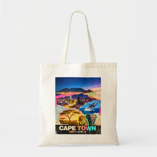 Kaapstad Zuid-Afrika Berg Zee Safari Collage Tote Bag (Voorkant)