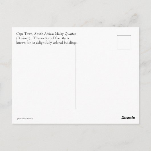 Kaapstad, Zuid-Afrika Briefkaart (Achterkant)