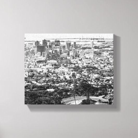 Kaapstad Zuid-Afrika Cityscape Monochrome Canvas Afdruk (Voorkant)