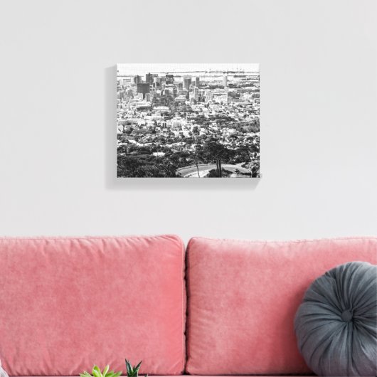 Kaapstad Zuid-Afrika Cityscape Monochrome Canvas Afdruk (Insitu (Woonkamer))