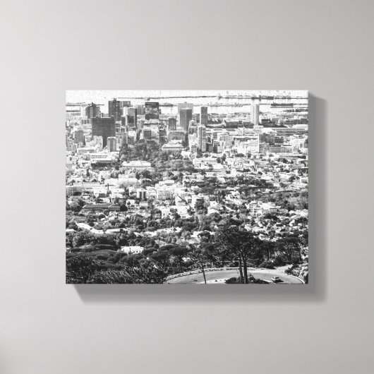 Kaapstad Zuid-Afrika Cityscape Monochrome Canvas Afdruk (Voorkant)