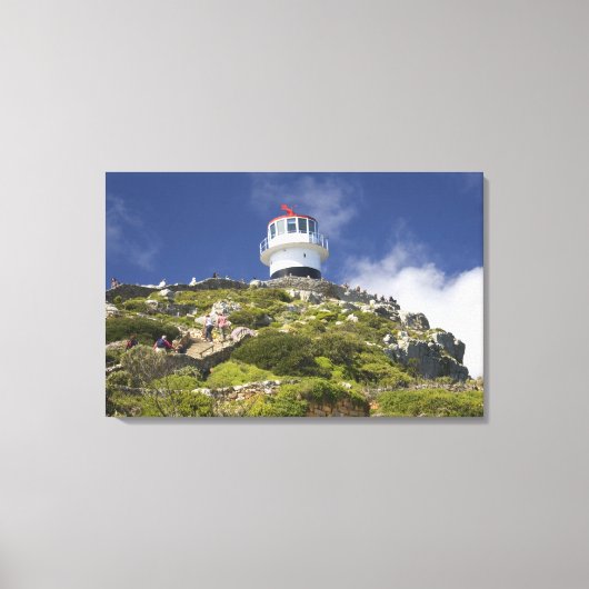 Kaapstad, Zuid-Afrika. Een vuurtoren op de Canvas Afdruk (Voorkant)