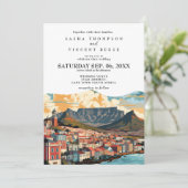 Kaapstad Zuid-Afrika Huwelijksuitnodiging Retro Kaart (Staand voorkant)