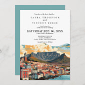 Kaapstad Zuid-Afrika Huwelijksuitnodiging Retro Kaart (Voorkant / Achterkant)