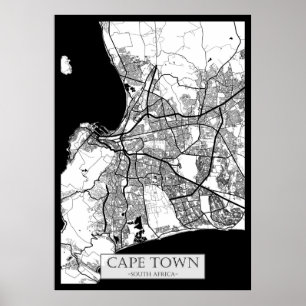 Kaapstad Zuid-Afrika Kaart Poster