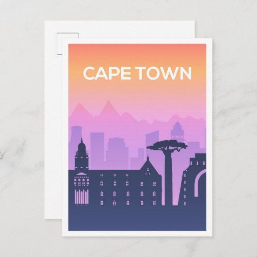 Kaapstad Zuid-Afrika Kunst Reizen Illustratie Briefkaart (Voorkant / Achterkant)