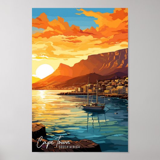 Kaapstad Zuid-Afrika Kunst Reizen Illustratie Poster (Voorkant)