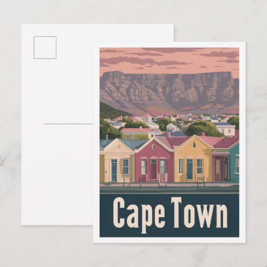 Kaapstad Zuid-Afrika Kunst Vintage Reizen Briefkaart (Voorkant / Achterkant)
