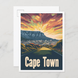 Kaapstad Zuid-Afrika Kunst Vintage Reizen Briefkaart