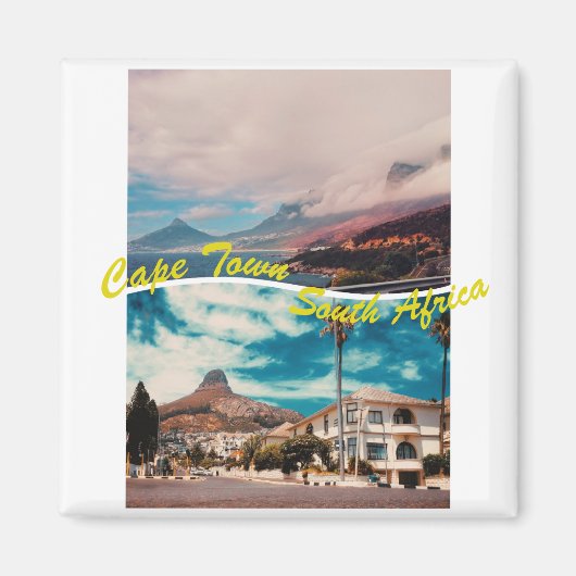 Kaapstad Zuid-Afrika Leeuwenkop Collage Magneet (Voorkant)