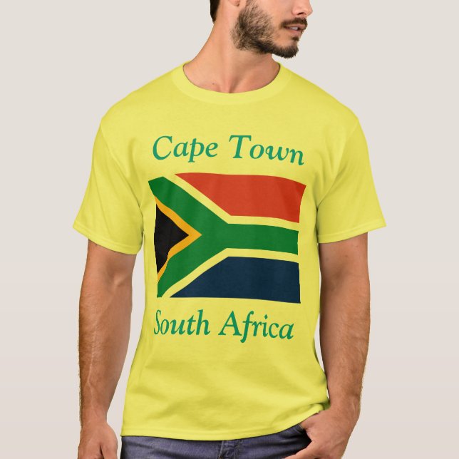 Kaapstad, Zuid-Afrika met Zuid-Afrikaanse vlag T-shirt (Voorkant)