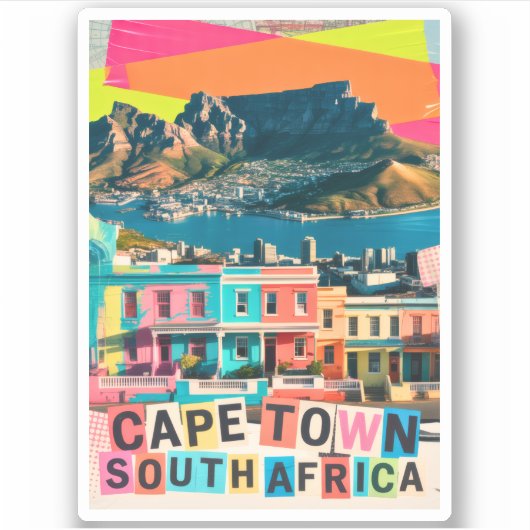 Kaapstad Zuid-Afrika Reis Bo-Kaap Landschap Sticker (Voorkant)