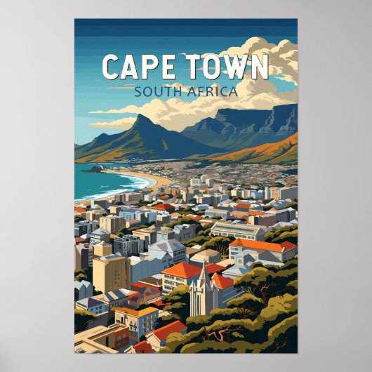 Kaapstad Zuid-Afrika Reis Kunst Vintage Poster (Voorkant)